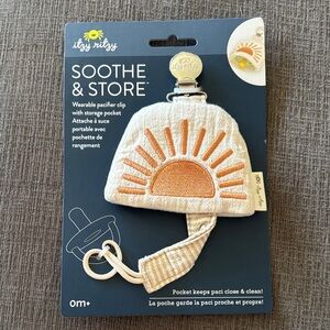 Itzy Ritzy Soothe & Store Pacifier Clip - Cream and Orange Sun Design